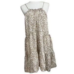 Unsubscribed XS Trapeze Sundress Silk Animal Print Sleeveless Criss Cross Back‎